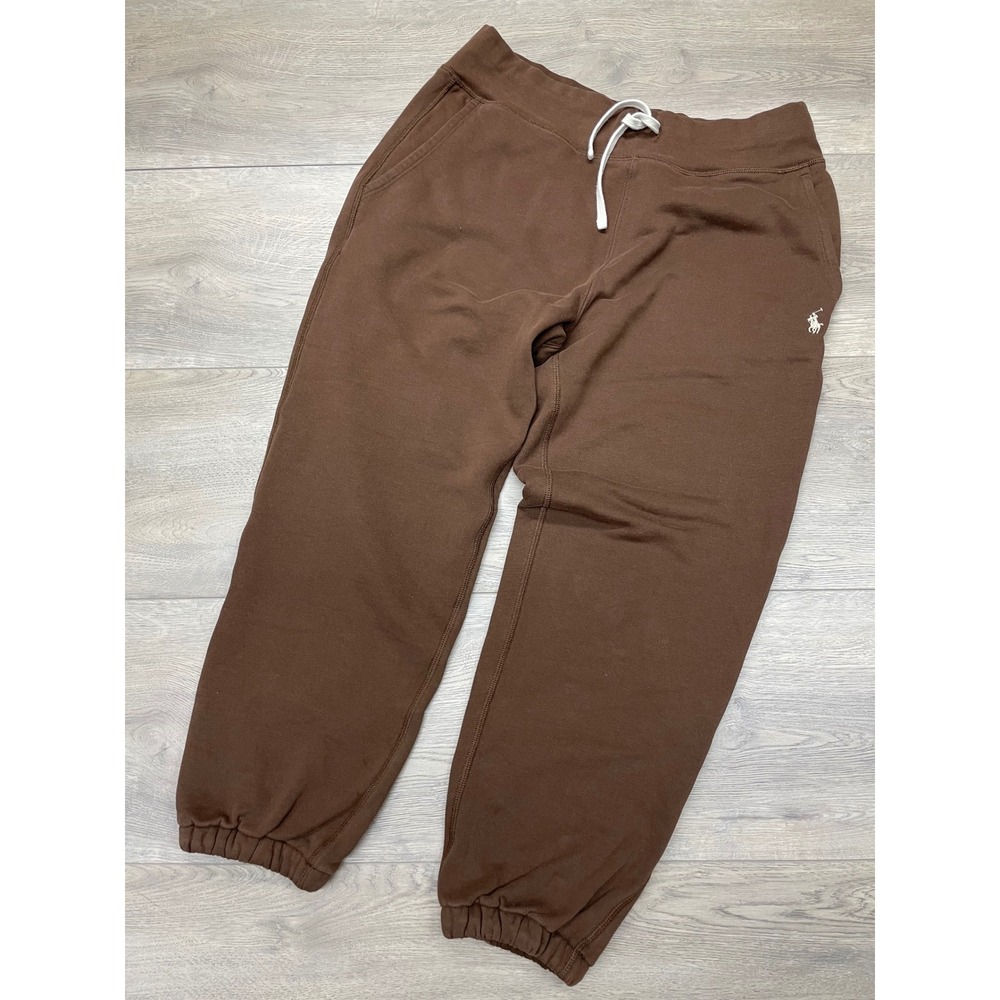 Polo Ralph Lauren Sweatpants Large Brown Fleece Pony Logo Joggers